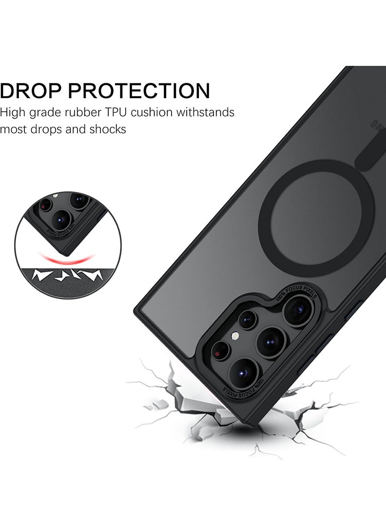 Rivin S24 Ultra Case Magsafe Strong Magnet S24 Ultra Case Military-Grade Protection Scratch-Resistant S24 Ultra Cover Matte Anti-Slip Compatible with Magsafe Accessory- Black - Image 3